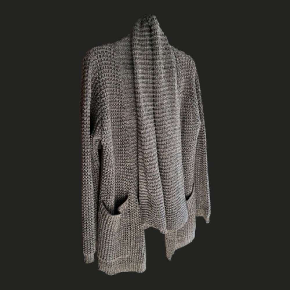 LINE Chunky Knit Cotton‎ Sweater Cardigan Purple Gray L - Picture 9 of 9